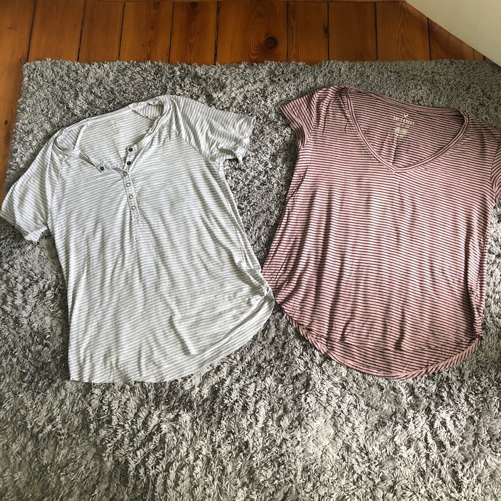 2 soft and sexy american eagle striped tees